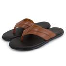 Chinelo Masculino Couro Legitimo Macio Leve Conforto Verão 105 Conhaque