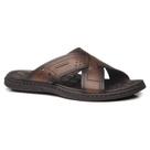 Chinelo Masculino Couro Tiras Cruzadas Pinhão Pegada 131222-01