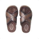 Chinelo Masculino Slide Em Couro Pegada Marrom