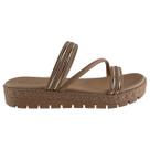 Chinelo Moleca Feminino Plataforma Flatform Tiras Trançadas Casual Conforto Original Cor:Nude/DouradoTamanho:34