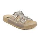 Chinelo Moleca Slide Feminino Transparente Branco Off Spikes Prata 5436.420
