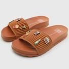 Chinelo Moleca Slide Pins Feminino - Caramelo - 34
