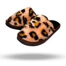 Chinelo quente femenina do n 35/36 oncinha rosa