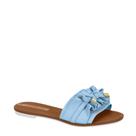 Chinelo Rasteira Feminina Slide Laço Moleca 5297.446 - Azul Sky - 37