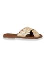 Chinelo Rasteira Tiras Cruzadas Off White Marrom Outshoes