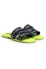 Chinelo Rasteira Verde e Preto Gorgurão Matelassê