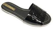 Chinelo rasteiro moleca 5297 slide verniz preto 35 peace love