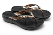 Chinelo Sandália Dourada Ortopédico Feminino Antiderrapante Com Salto Anabela