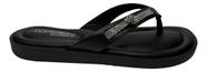 Chinelo Sandália Feminino Confort Tchocco Couro Preto Strass