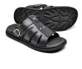 Chinelo Sandália masculina Ortopédica Confortável em couro legítimo com Alça Girátória