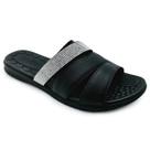 Chinelo Slide Couro Strass Amortecedor Palmilha Massageadora Chinelo Slide Couro Strass Amortecedor Palmilha Massageadora