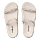 Chinelo Slide Feminino Moleca Flatform Pedrarias Creme/Cinza