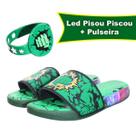 Chinelo Slide Infantil Menino Verde De Luz Led Com Pulseira