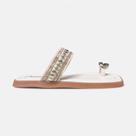 Chinelo Slide Manta Étnica e Pedras Off White