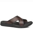 Chinelo Slide Masculino Em Couro Pegada - Pinhão