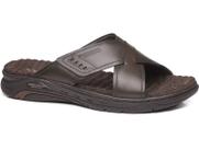 Chinelo slide masculino pegada 134502 couro palmilha amortech