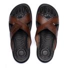 Chinelo Slide Masculino Pegada em Couro Marrom