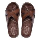 Chinelo Slide Masculino Pegada em Couro Marrom