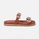 Chinelo Slide Papete Caramelo Com Metais