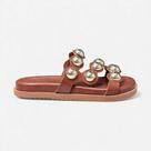 Chinelo Slide Papete Caramelo Com Metais