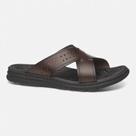 Chinelo Slide Pegada Masculino Em Couro Marrom