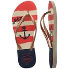 Chinelo Slim Nautical 37/38 Bege Palha Com Rosa Havaianas