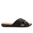 Chinelo Usaflex Slide Preto Couro Detalhe Tressê