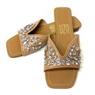 Chinelo uza flat salto baixo new couro nude - n.37 * saldo