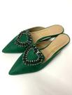 Chinelo uza mule coração camurça esmeralda - n.38