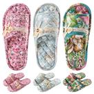 Chinelos biroris de algodão floral para mulheres, 3 pares, laváveis