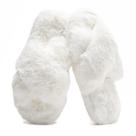 Chinelos Crazy Lady Fuzzy Furry Fur Memory Foam femininos brancos