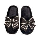 Chinelos De Inverno Femininos De Pelúcia Com Laço, Calçados Casuais Elegantes Com Plataforma