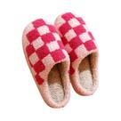 Chinelos De Inverno Femininos Fofos E Confortáveis Com Bordado Xadrez Para Uso Interno