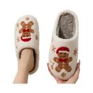 Chinelos De Natal Com Bordado De Boneco De Gengibre Para Mulheres, Calçados De Inverno Para