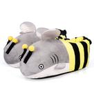 Chinelos de pelúcia engraçados de desenho animado Shark Bee para todas as idades