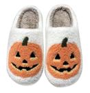 Chinelos de pelúcia Qubuwalk Halloween de abóbora femininos e masculinos aconchegantes