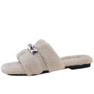 Chinelos domésticos Axellion Fuzzy Open Toe Fluffy Women, brancos