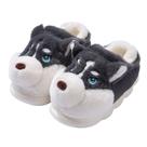 Chinelos engraçados de desenho animado Husky Plush para homens, quentes e fofos
