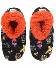 Chinelos femininos com pés felpudos Lazy One Sugar Skulls S/M