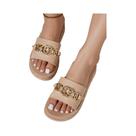 Chinelos Femininos Com Strass E Corrente Redonda, Moda De Verão Para Uso Em Casa, Ao Ar Livre E Chinelos Femininos Com Strass E Corrente Redonda, Moda De Verão Para Uso Em Casa, Ao Ar Livre E