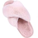 Chinelos femininos Comwarm Cross Band Fuzzy Fluffy Pink, tamanho 10-11