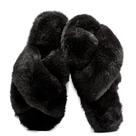Chinelos femininos Crazy Lady Fuzzy Furry Fur Memory Foam