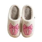 Chinelos Femininos De Inverno Para Uso Interno, Com Sola Macia, Laço, Fofos, Quentes, Confortáveis,
