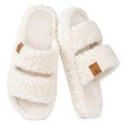 Chinelos femininos EverFoams felpudos com ponta aberta e espuma viscoelástica Chinelos femininos EverFoams felpudos com ponta aberta e espuma viscoelástica