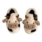 Chinelos femininos Hronsa Cozy Plush Cartoon Cow Warm Indoor