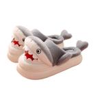 Chinelos Funny Cartoon Shark Plush Warm Fluffy House Slipper