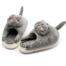 Chinelos Grey Cat Warm Plush, antiderrapantes, para uso interno, unissex