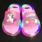 Chinelos Iluminados Para Crianças Com Estampa De Unicórnio, Moda Fofa Para Crianças, Calçados De