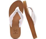 Chinelos KuaiLu com Suporte de Arco - Tamanhos 6,5 (Feminino) - Branco e Cáqui