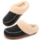 Chinelos LongBay Felt Sherpa Warm Memory Foam pretos para mulheres Chinelos LongBay Felt Sherpa Warm Memory Foam pretos para mulheres